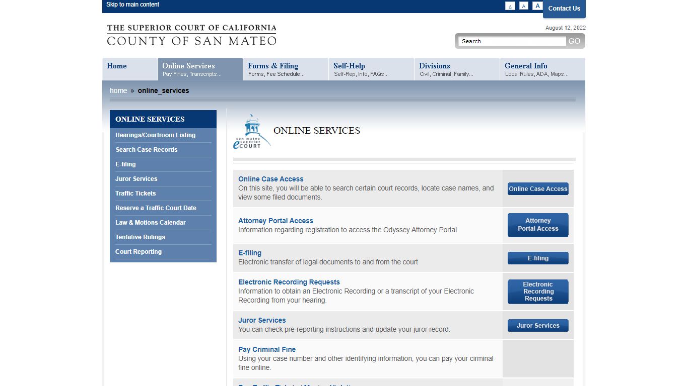 Online Services - San Mateo County Superior Court