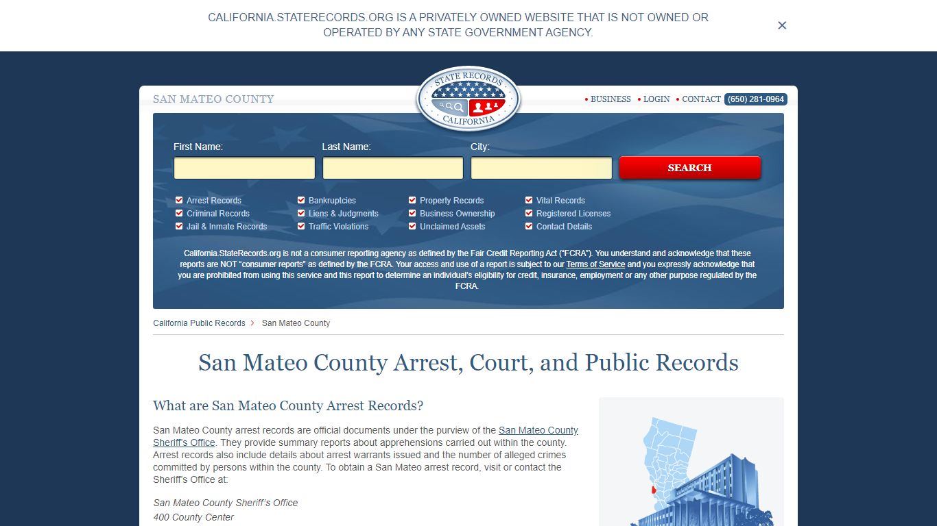 San Mateo County Arrest, Court, and Public Records